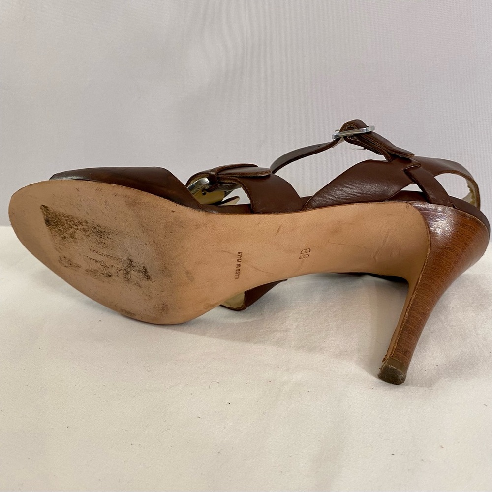 vintage 90s cole haan brown leather strappy buckle heels / size 8 - Picture 9 of 9